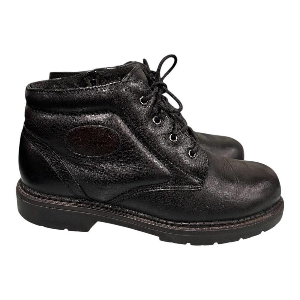 Arnold Palmer Boots Mens Size 9 Black Leather Thinsulate Lace Up Zip Ankle